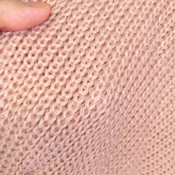 Full Circle Trends Knot Sweater Small Pink SILVER Sparkle Crochet Knit Fancy - Picture 3 of 5